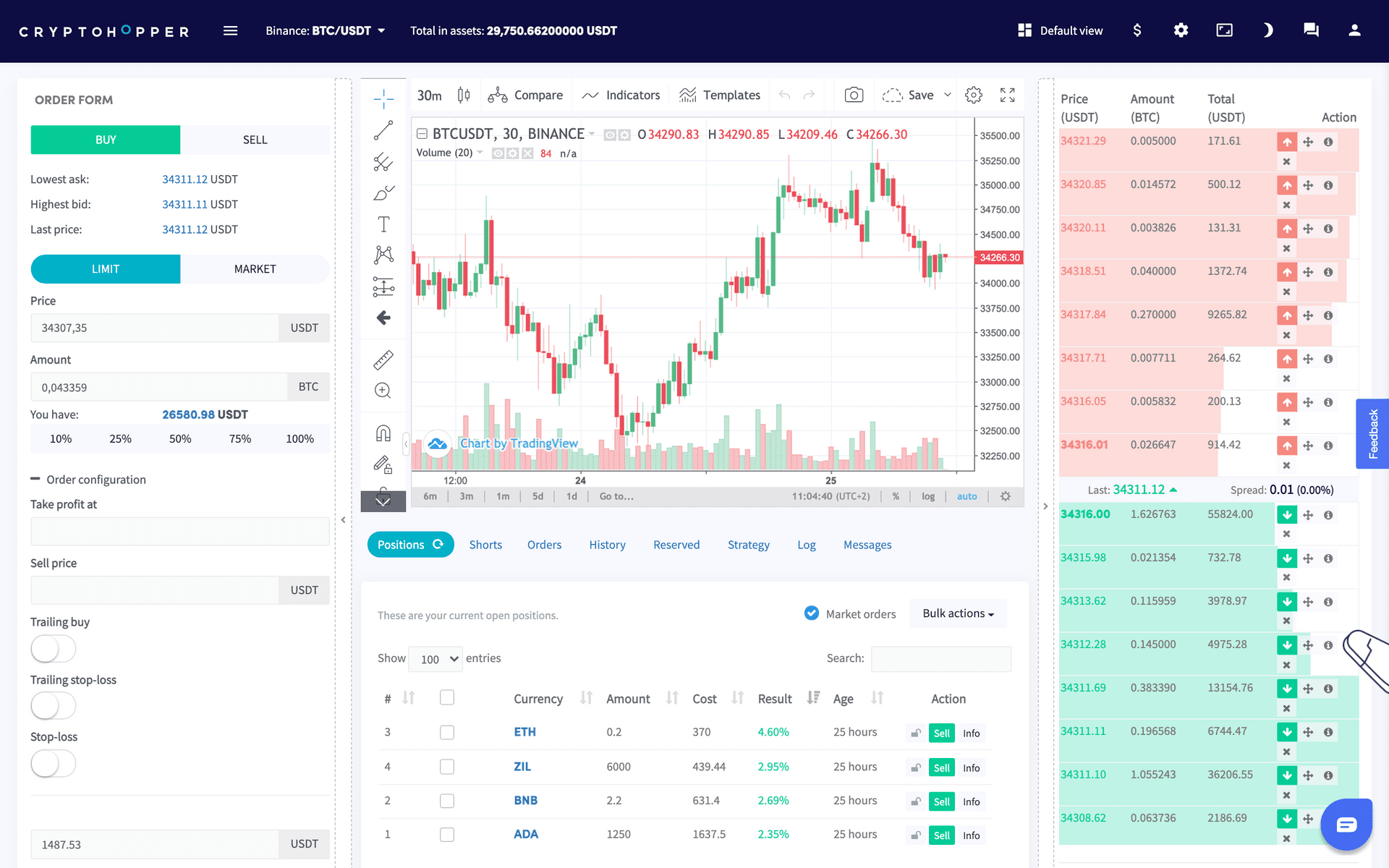 Cryptohopper Review Trade Log